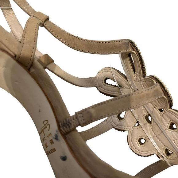 Guilhermina Anthropologie sandals heels Gold Beaded Taupe Suede Slingback Size 7 - Picture 7 of 11